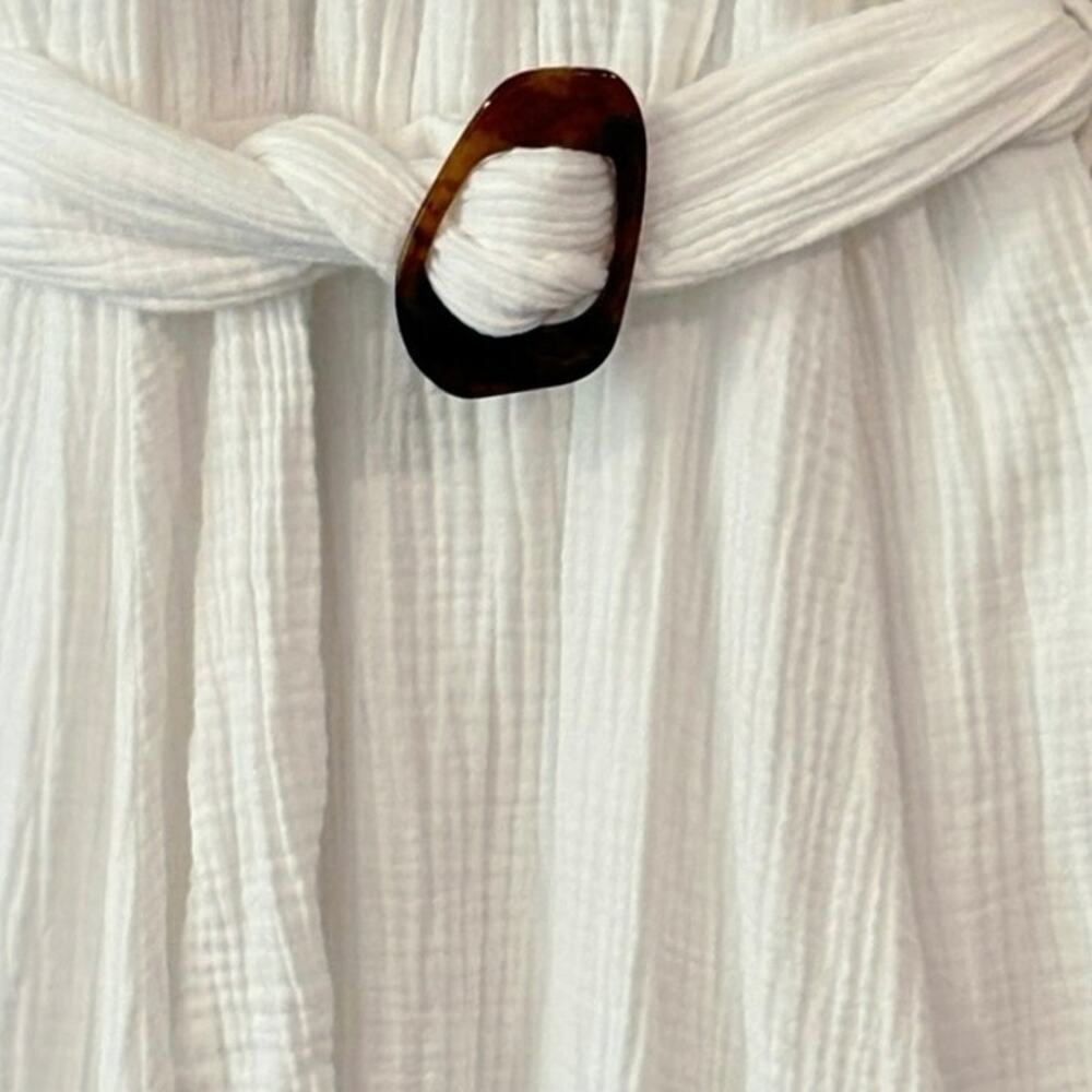 Calvin Klein White Cotton Gauze Halter Midi Dress Belted Women’s 12 Cottagecore - Picture 6 of 8